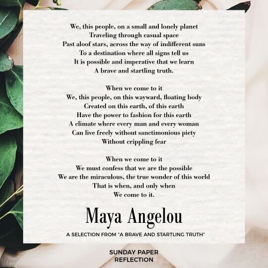 A Brave and Startling Truth by Maya Angelou