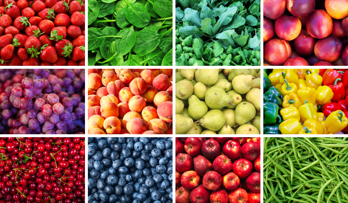 Compilation of fruits and veggies.