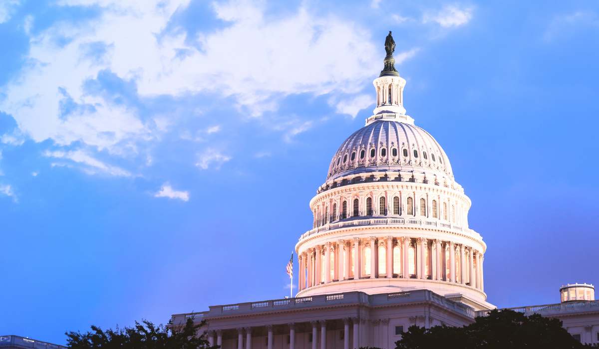 The U.S. Capitol at sunrise.