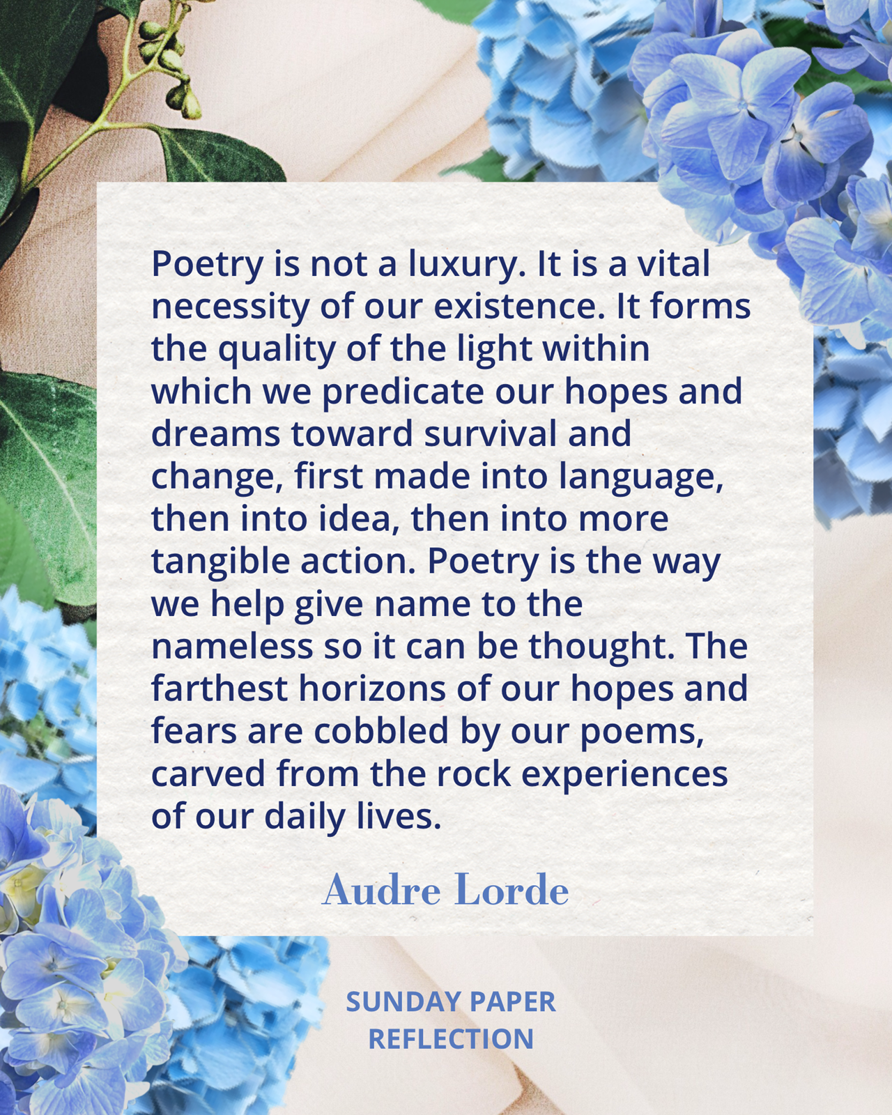 Poetry Is Not a Luxury by Audre Lorde