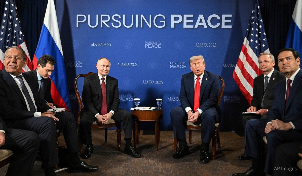 Summit talks in Alaska, August 15, 2025. Sergey Bobylev/Sputnik via AP.