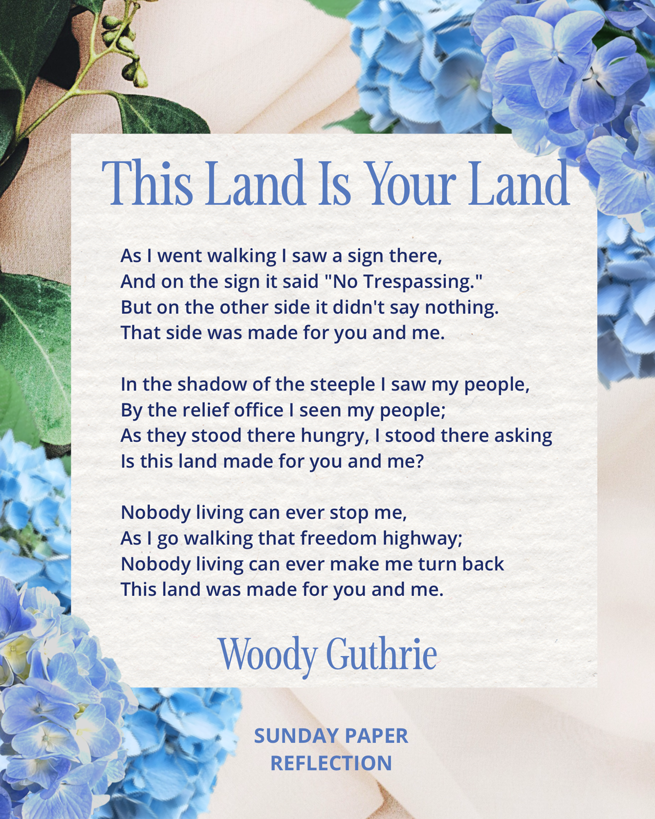 This Land Is Your Land by Woody Guthrie