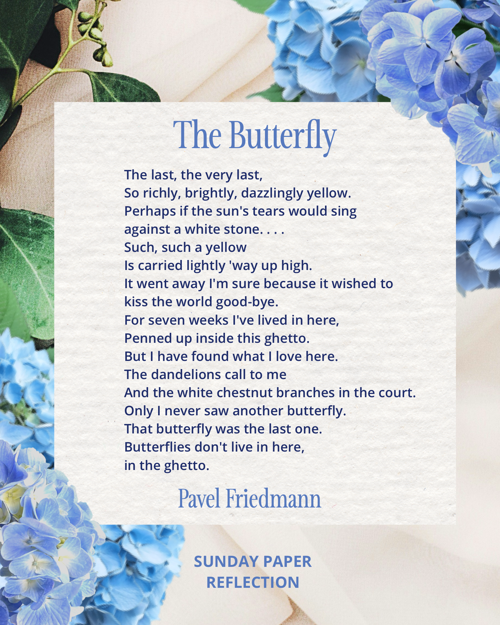 The Butterfly by Pavel Friedmann