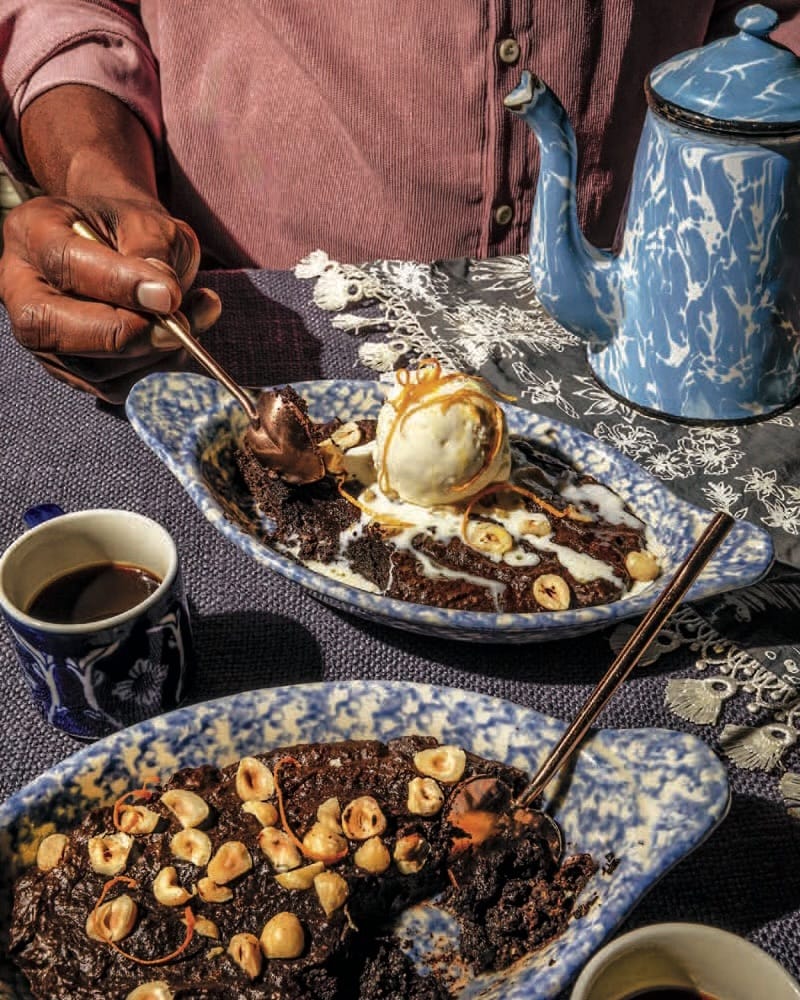 Olive Oil Brownie Pudding