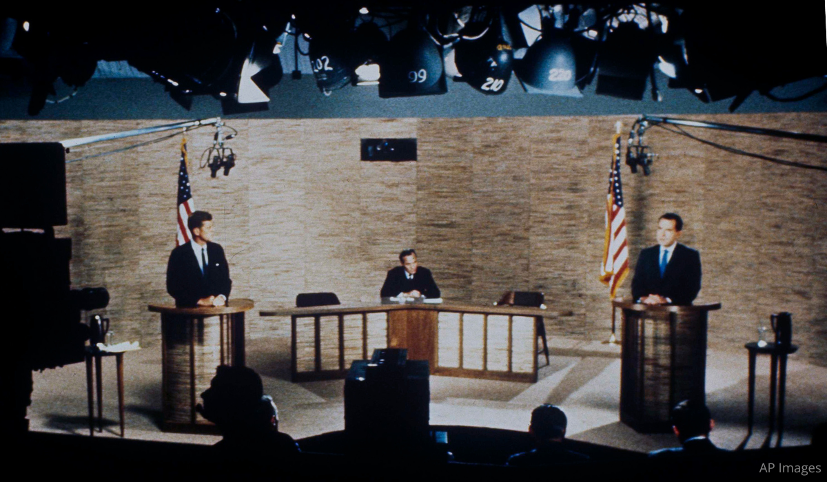 Vice President Nixon and Sen. John F. Kennedy during their second debate in Washington, D.C., Oct. 7, 1960.