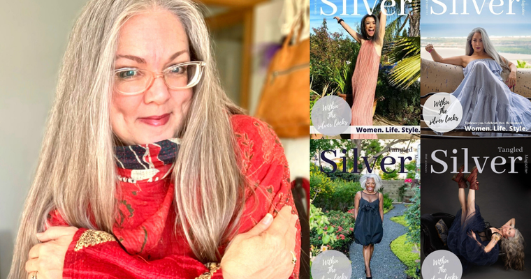 Robin Salls, Founder of Silver Magazine. With 4 covers of previous issues.