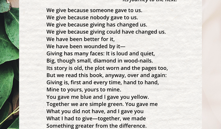When Giving Is all We Have by Albert Ríos