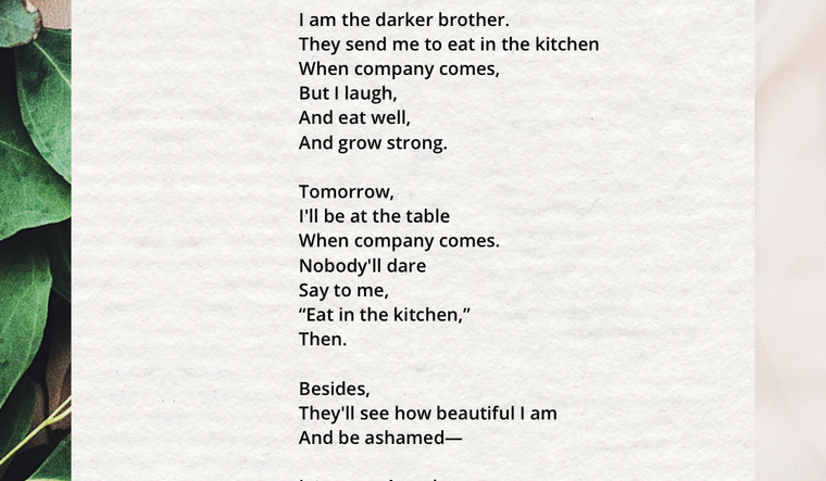 I, Too by Langston Hughes