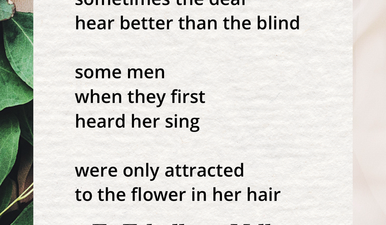 Cream beige image with green leaves. Billie Holiday by E. Ethelbert Miller, full text on page below.