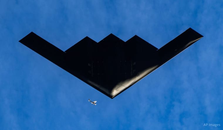 B-2 bomber, Pasadena Rose Parade, January 1, 2025. AP Images.