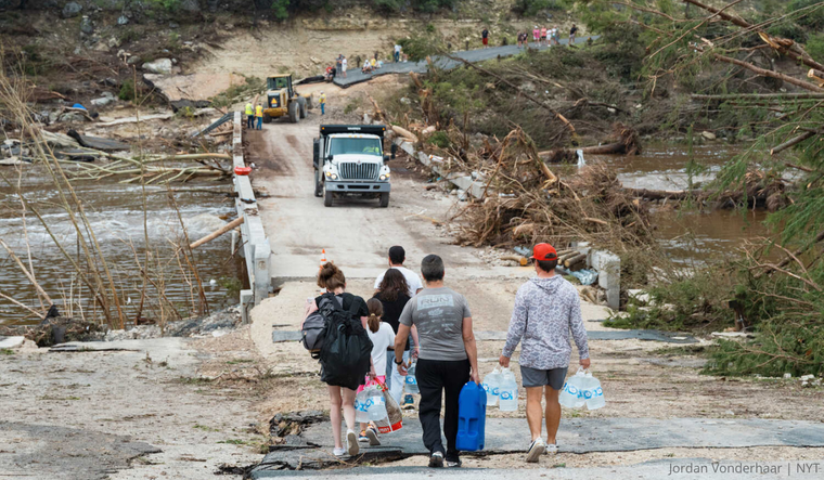 People evacuating after the floods in Central Texas.