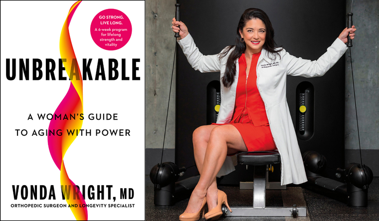 Dr. Vonda Wright with book cover Unbreakable.