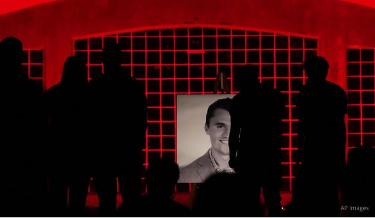 Charlie Kirk memorial in Orem Valley, Utah on Thursday. AP Images.