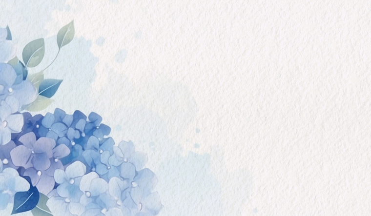 Blue flowers on blank page