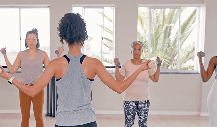 Women lifting weights