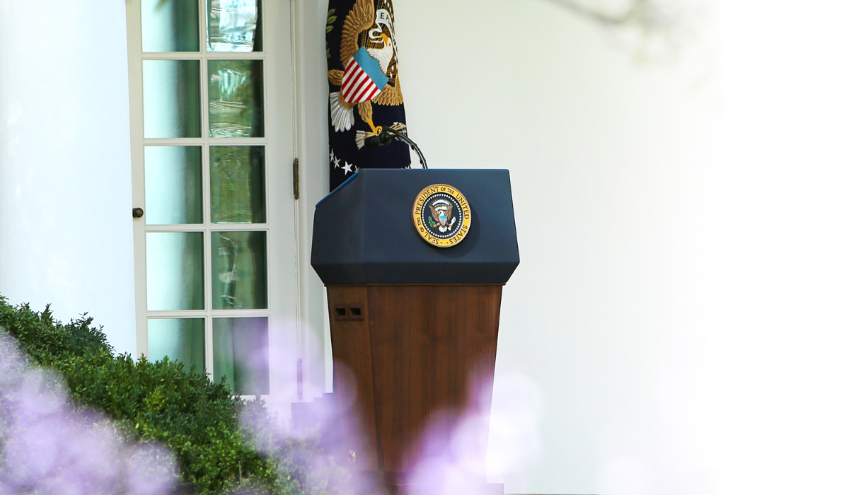 Empty Presidential podium.